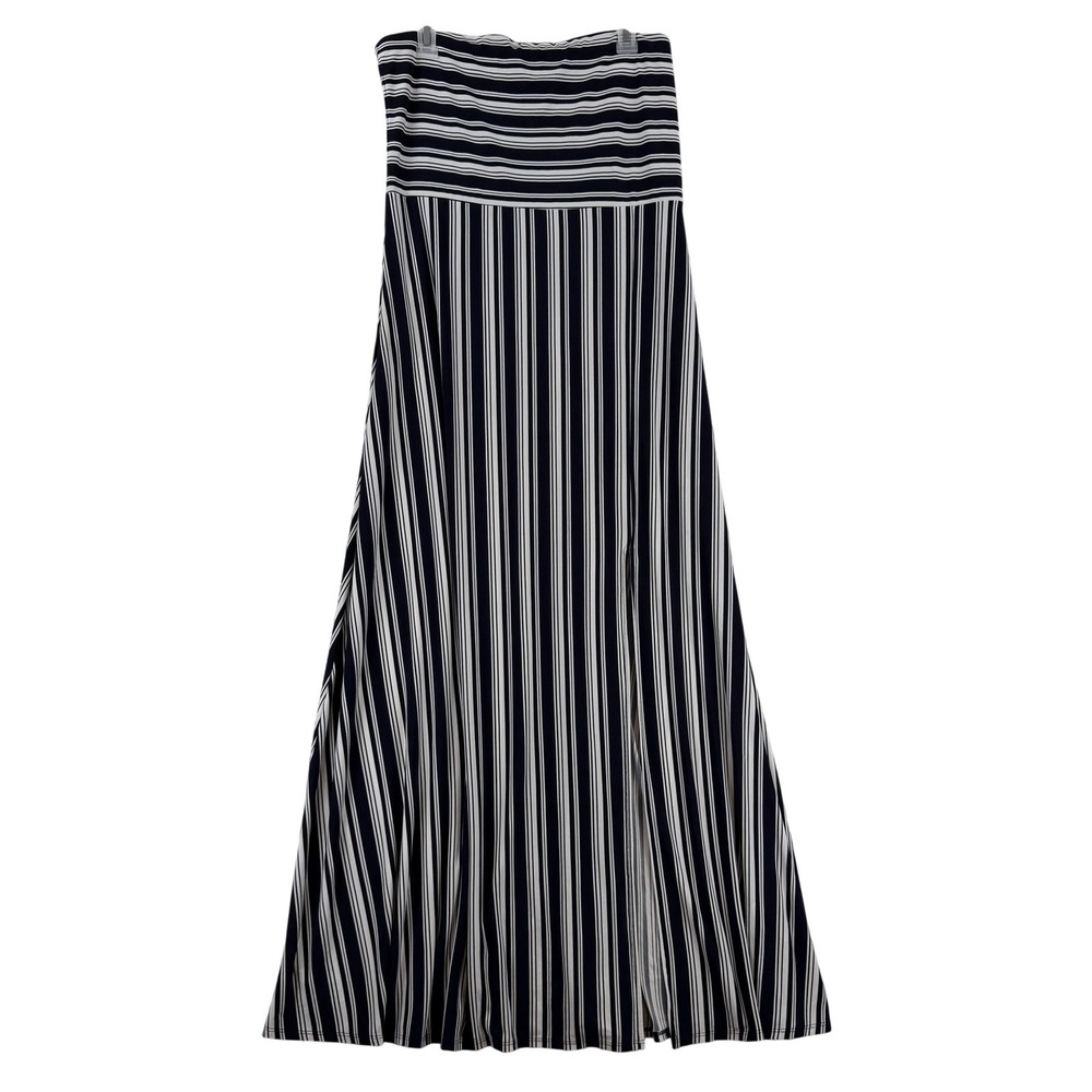 Banana Republic Skirt Womens XL Blue White Stripe Maxi Jersey Knit Stretch NWT